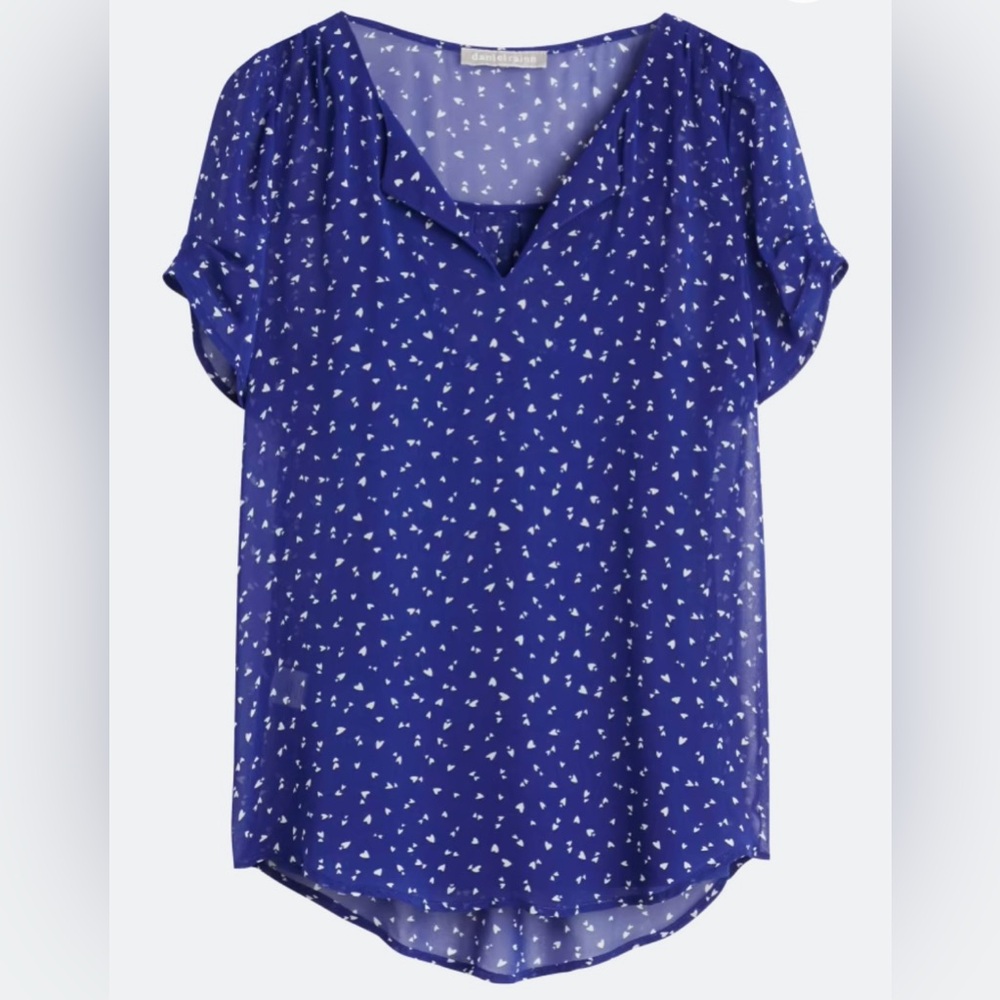 Daniel Rainn Blue Heart Patterned Blouse with Cami